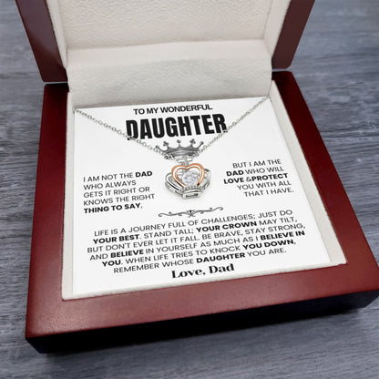 To My Daughter - Crown Necklace - Believe in Yourself Gift