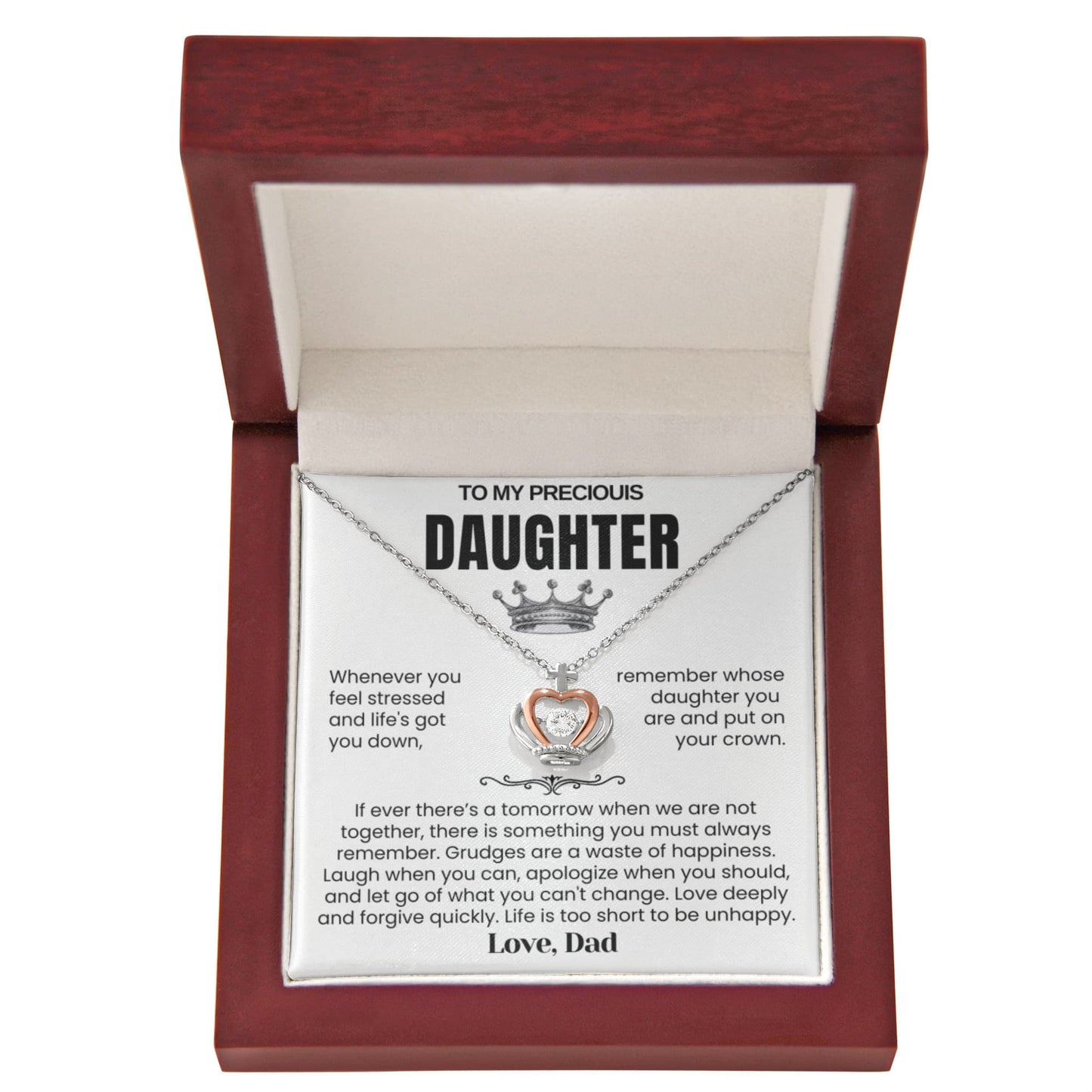 To My Daughter - Crown Necklace - Put on Your Crown Message Card Gift