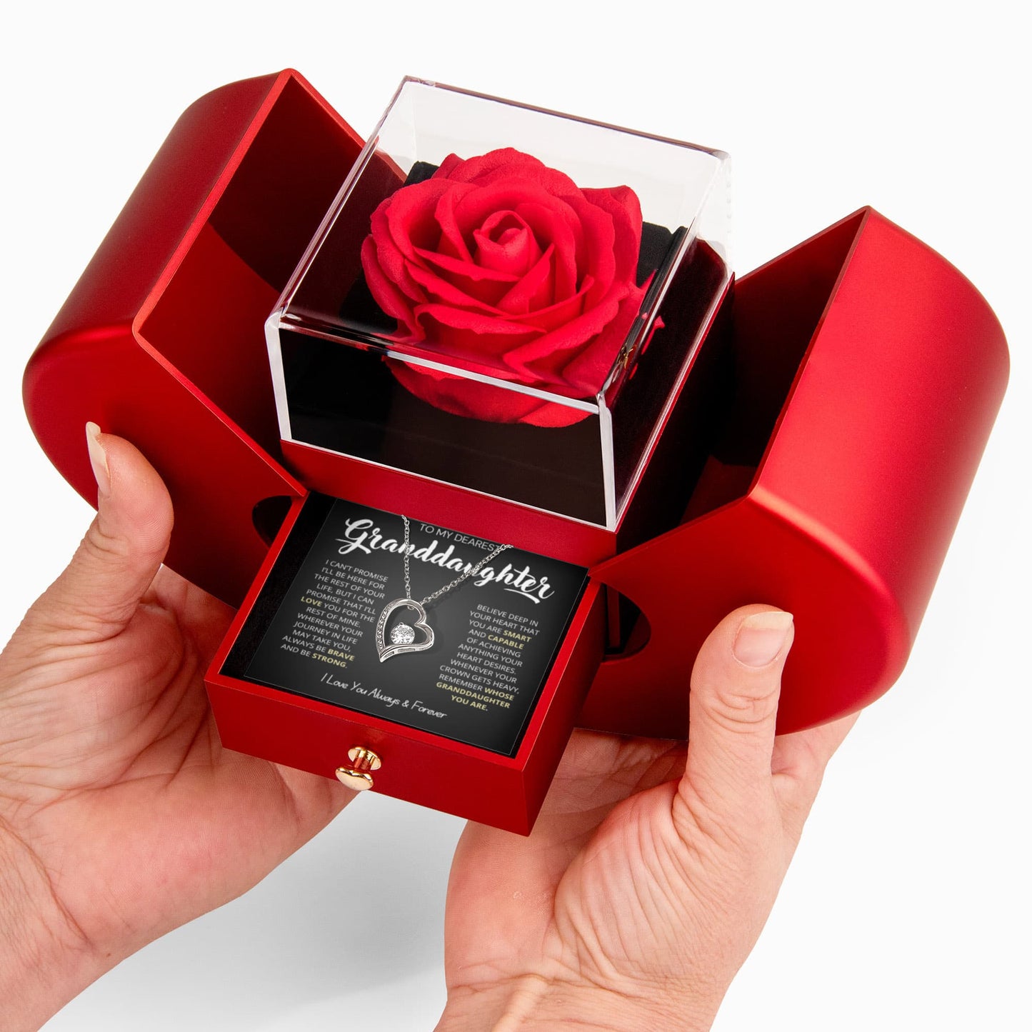 To My Granddaughter - Love Heart Necklace - Love You for the Rest of My Life Gift