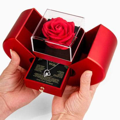 To My Wife Necklace - Love Heart Necklace - Eternal Rose Gift Box