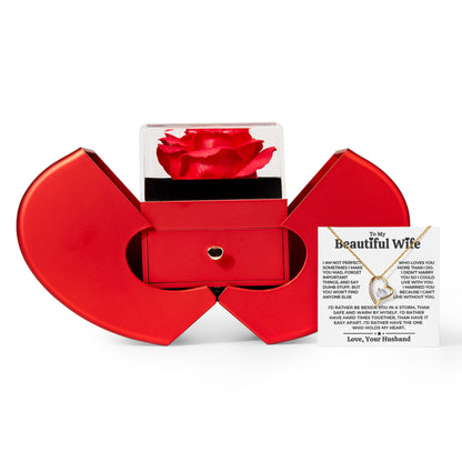 To My Wife - Love Heart Necklace - Eternal Rose Gift Box from Husband