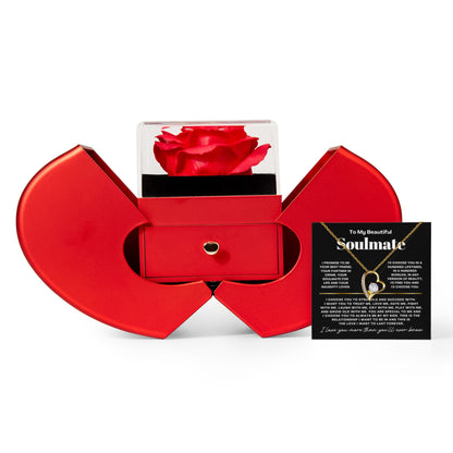To My Soulmate Necklace - Love Heart Necklace - Eternal Rose Gift Box