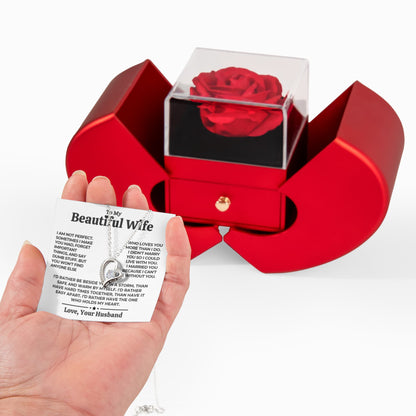 To My Wife - Love Heart Necklace - Eternal Rose Gift Box from Husband