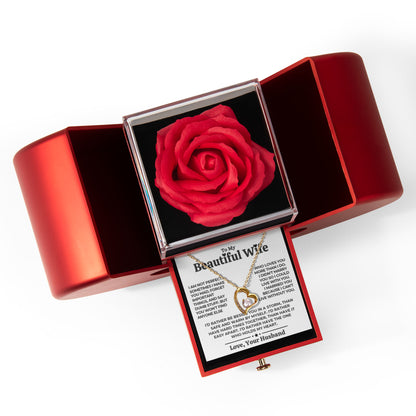 To My Wife - Love Heart Necklace - Eternal Rose Gift Box from Husband