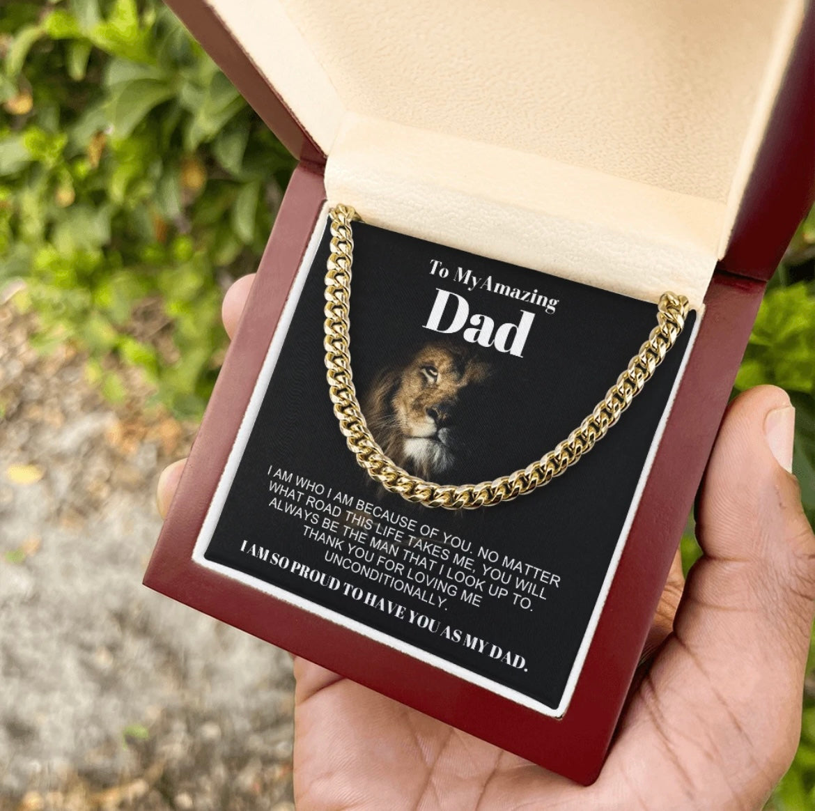 To My Dad - Cuban Link Necklace - Proud to Have You as Dad Message Card Gift