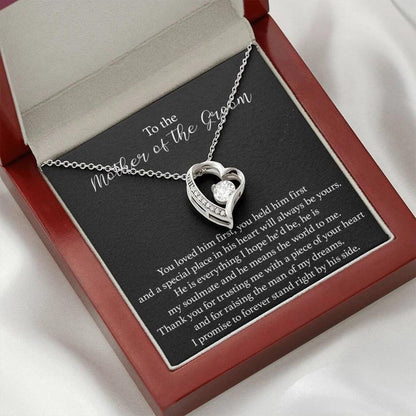 To the Mother of the Groom - Love Heart Necklace - Thank You Message Card Gift
