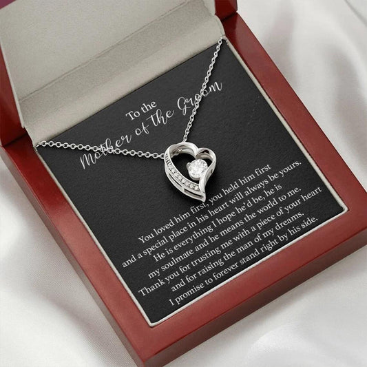 To the Mother of the Groom - Love Heart Necklace - Thank You Message Card Gift