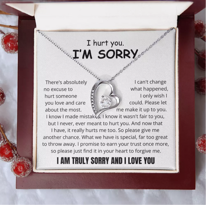 To My Love - Love Heart Necklace - I Am Sorry Message Card Gift