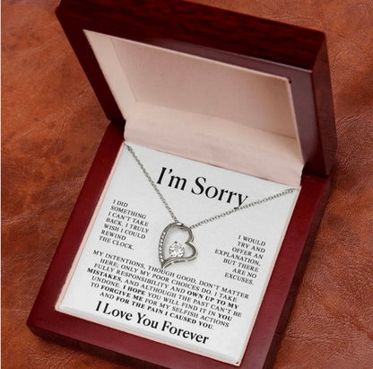 To My Love - Love Heart Necklace - I Am Sorry Message Card Gift