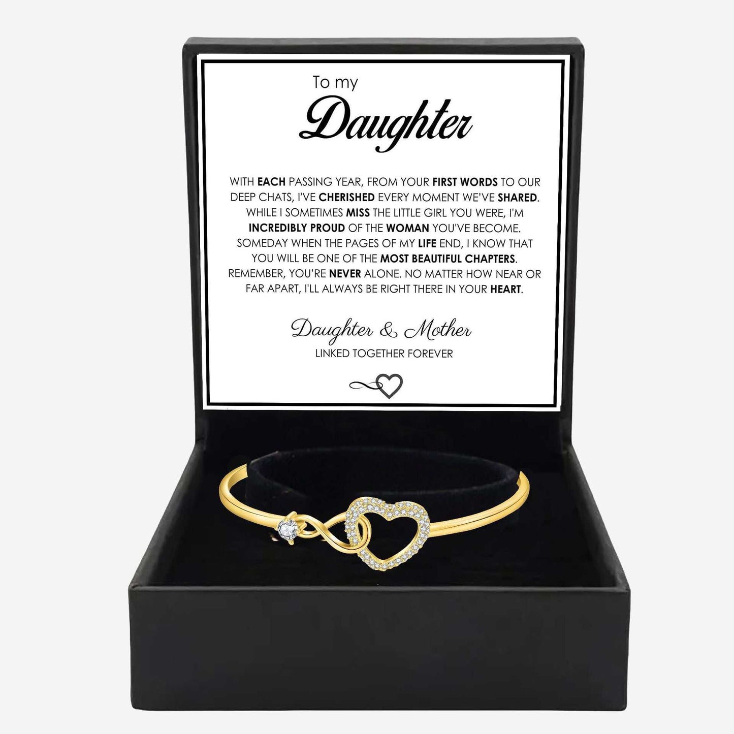 Infinity Heart Bracelet for daughter mom gift in elegant packaging