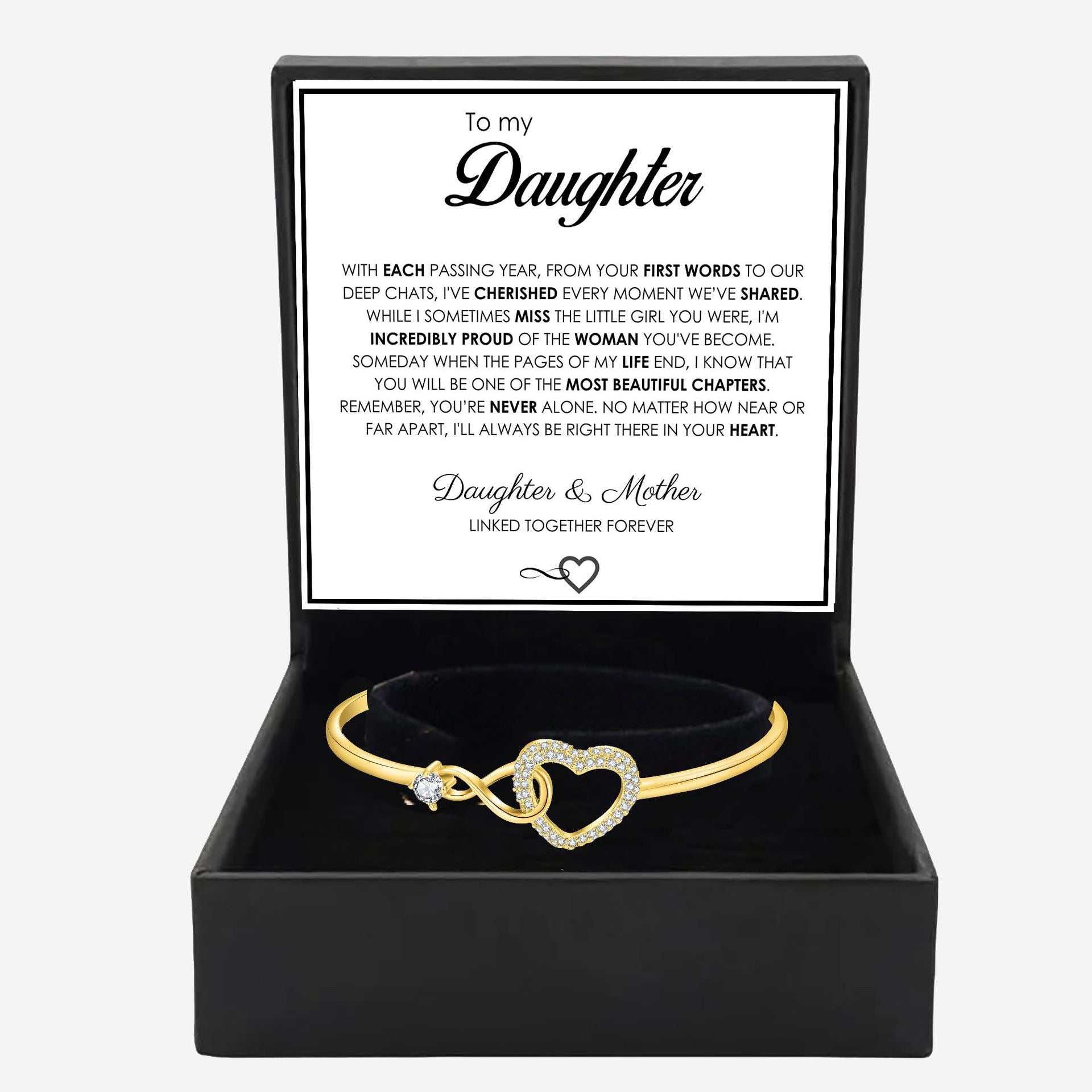 Infinity Heart Bracelet for daughter mom gift in elegant packaging