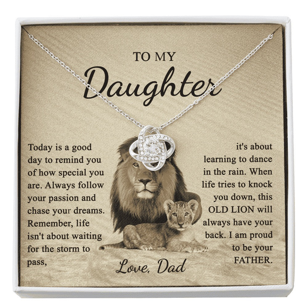 To My Daughter from Dad - Love Knot Necklace - Love You Forever Message Card Gift