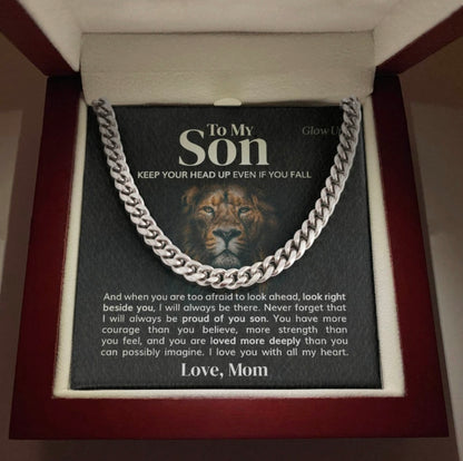 I Love You With All My Heart - Cuban Link Necklace Gift for Son from Mom