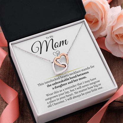 To My Mom - Linked Hearts Necklace - Always Your Little One Message Card Gift