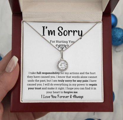 To My Love - Eternal Love Necklace - I Am Sorry for Hurting You Message Card Gift