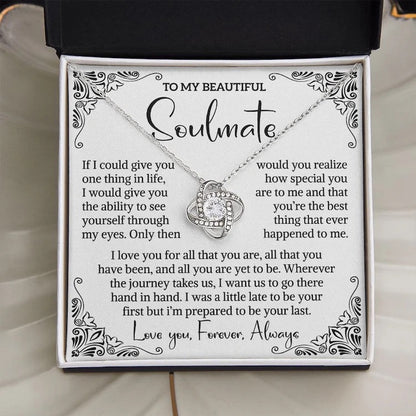 To My Soulmate Necklace - Love Knot Necklace - You Are The Best Thing Message Card Gift