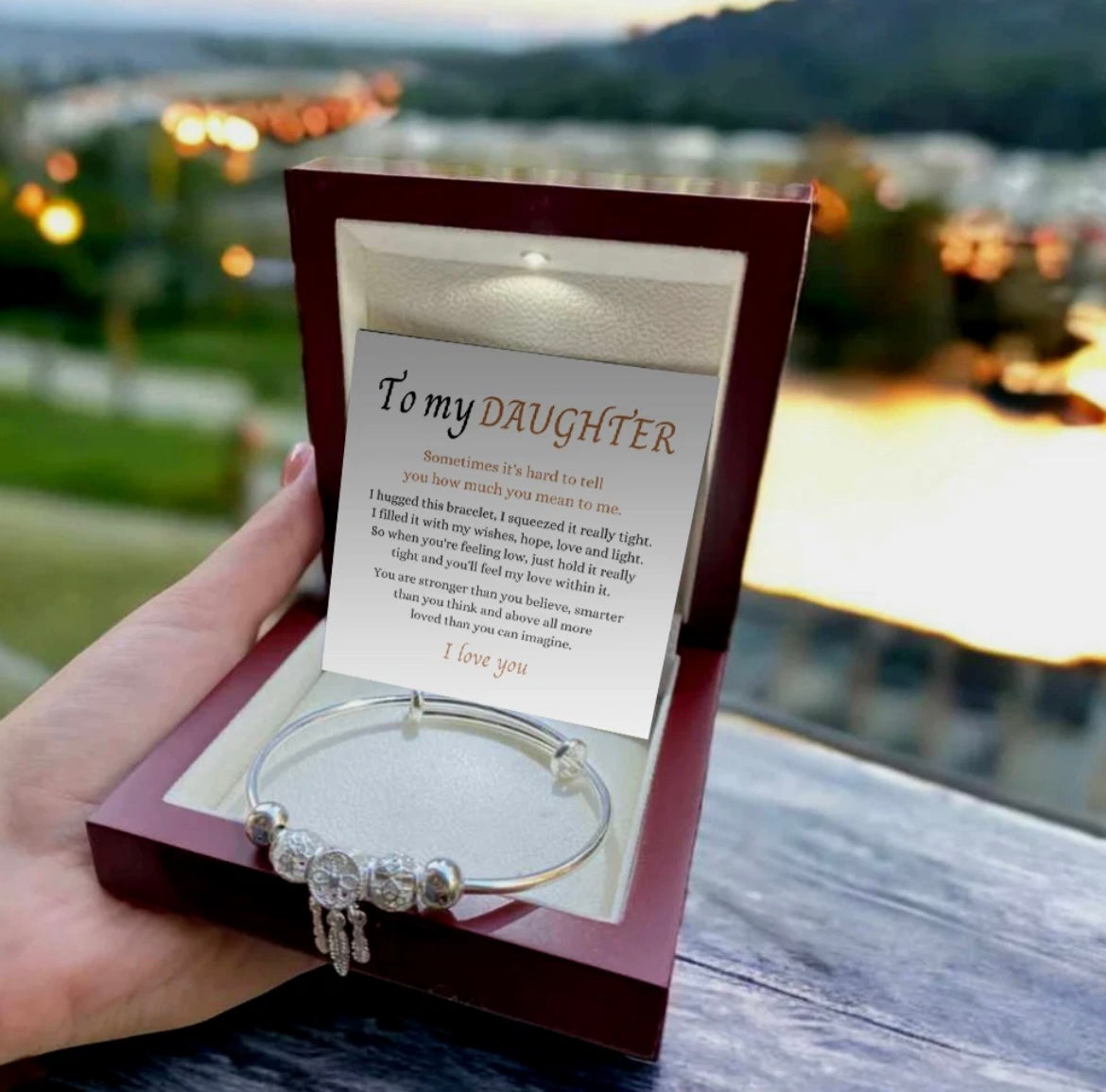 To My Daughter - Dreamcatcher Bracelet - Feel My Love Message Card Gift