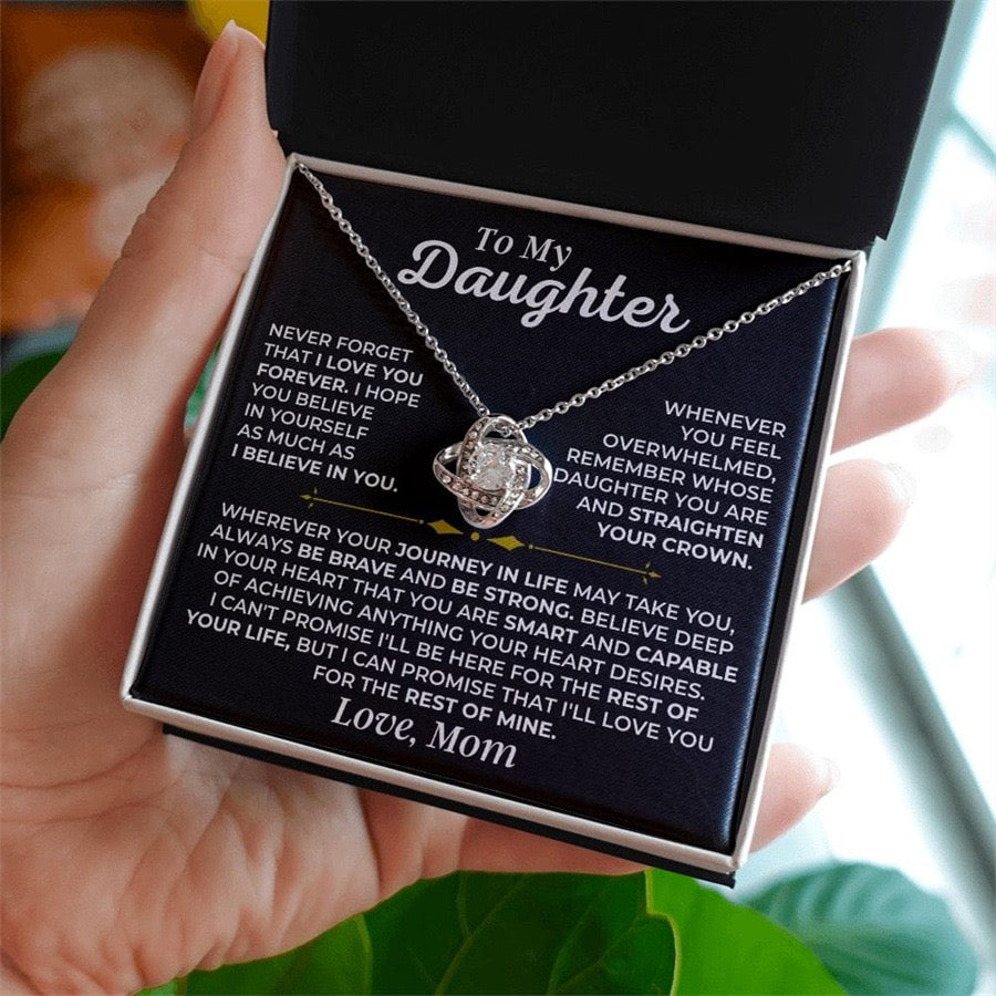 To My Daughter from Mom - Love Knot Necklace - Love You Forever Message Card Gift
