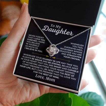 To My Daughter from Mom - Love Knot Necklace - Love You Forever Message Card Gift