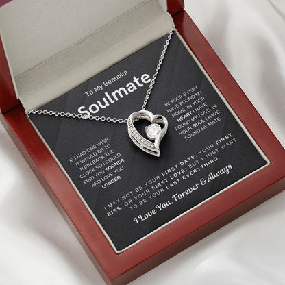 To My Soulmate - Love Heart Necklace - Love You Always Message Card Gift