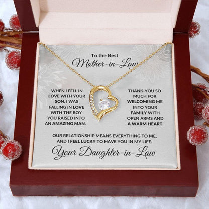 To My Mother In Law - Love Heart Necklace - Lucky to Have You In My Life Gift