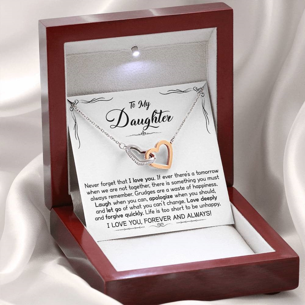 To My Daughter - Linked Hearts Necklace - Love You Forever Message Card Gift