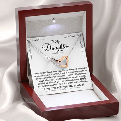 To My Daughter - Linked Hearts Necklace - Love You Forever Message Card Gift