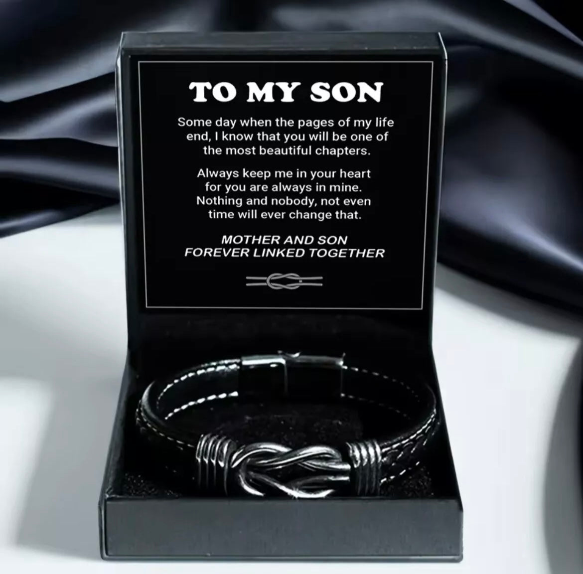 Mother and Son - Linked Bracelet - Forever Linked Together Message Card Gift