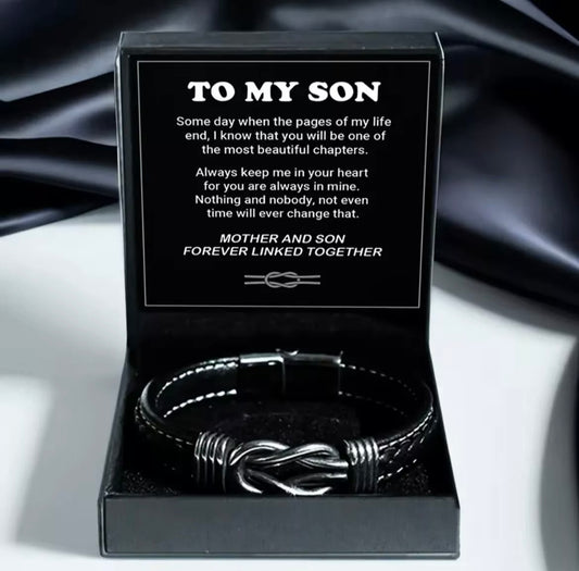Mother and Son - Linked Bracelet - Forever Linked Together Message Card Gift