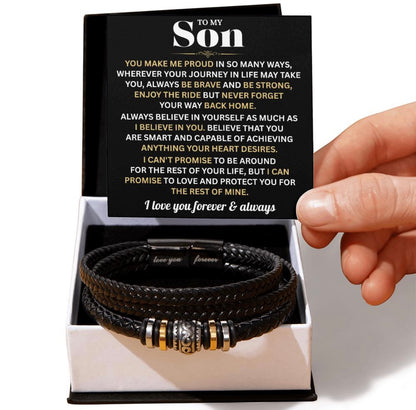You Make Me Proud - Bracelet Gift for Son from Dad and Mom