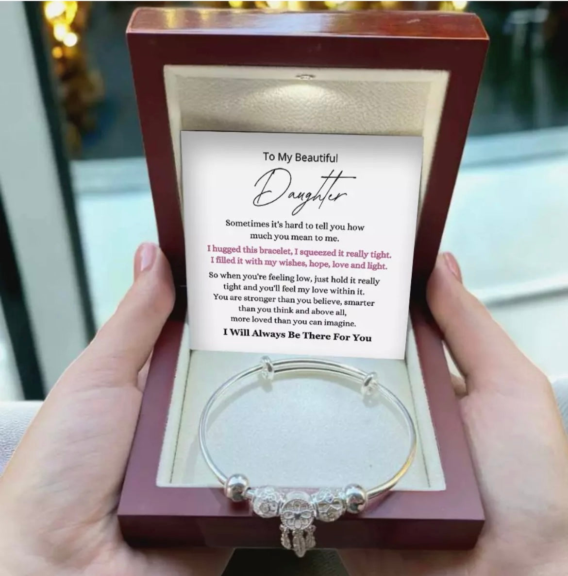 To My Daughter - Dreamcatcher Bracelet - Always There for You Message Card Gift