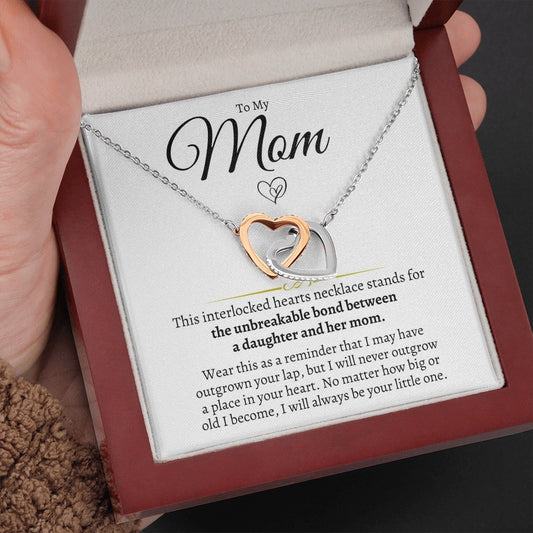 To My Mom - Linked Hearts Necklace - Always Your Little One Message Card Gift