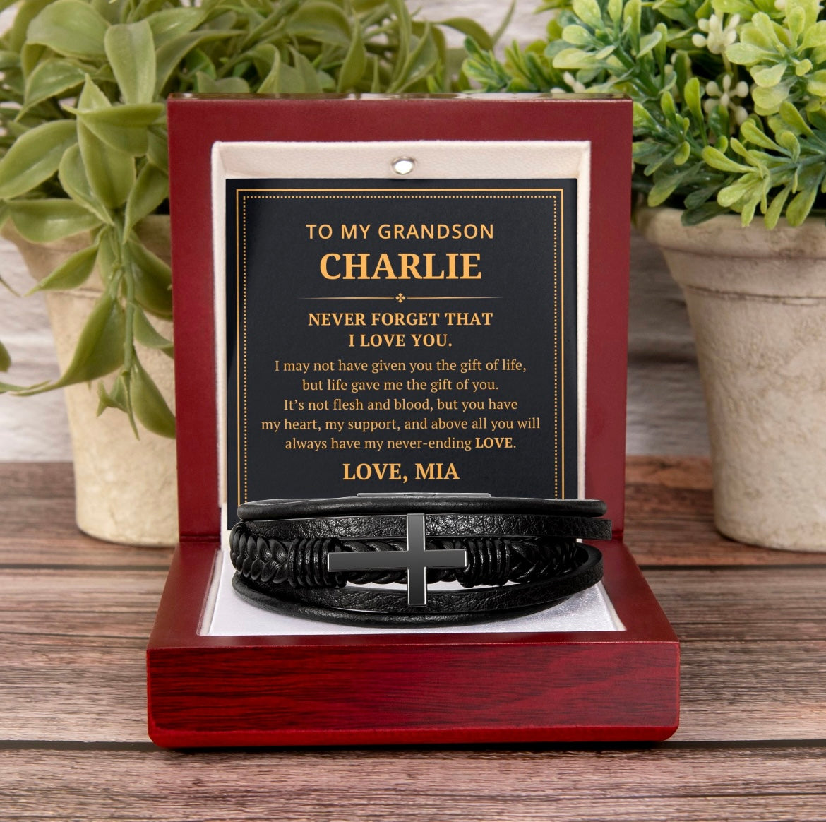 You Are Loved More Than You know - Cross Bracelet Gift for Grandson