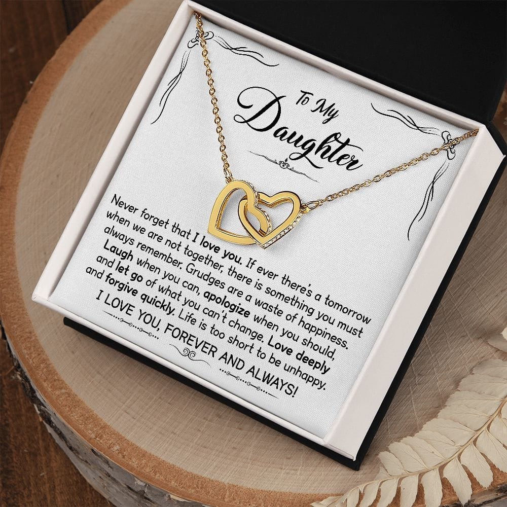 To My Daughter - Linked Hearts Necklace - Love You Forever Message Card Gift