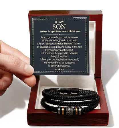 To My Son - Love You Forever Bracelet - I Will Always Be With You Message Card Gift