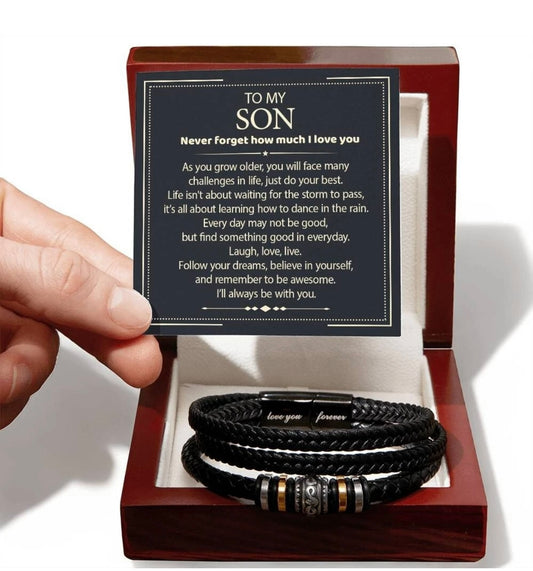 To My Son - Love You Forever Bracelet - I Will Always Be With You Message Card Gift