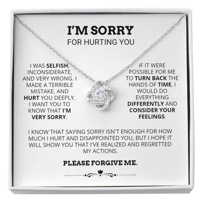 To My Love - Love Knot Necklace - I Am Sorry for Hurting You Message Card Gift