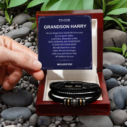 To Our Grandson - Love You Forever Bracelet - We Believe In You Message Card Gift