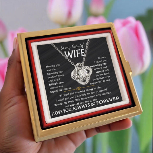 To My Wife - Love knot Necklace Rose Gift Box - You Are the Best Thing