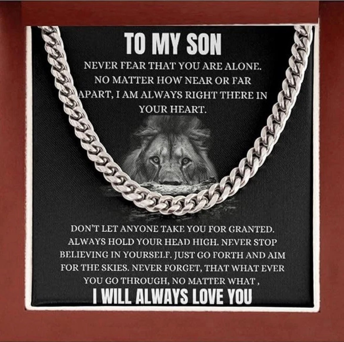 To My Son - Cuban Link Necklace - Always Love You Message Card Gift