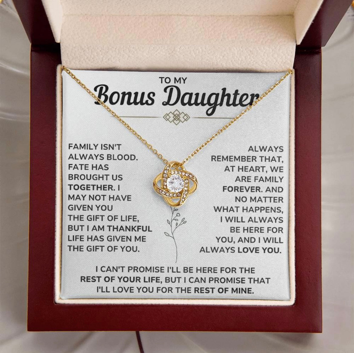 At Heart We Are Family Forever  - Necklace Gift for Bonus Daughter