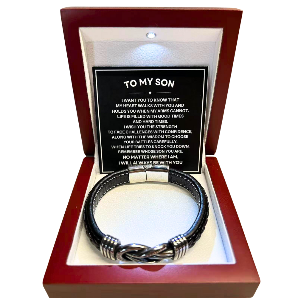 To My Son - Linked Bracelet - I Will Always Be With You Message Card Gift