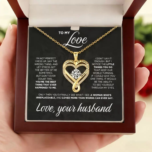 To My Love - Double Hearts Necklace - You Are the Best Thing Christmas Anniversary Valentine's Day Gift