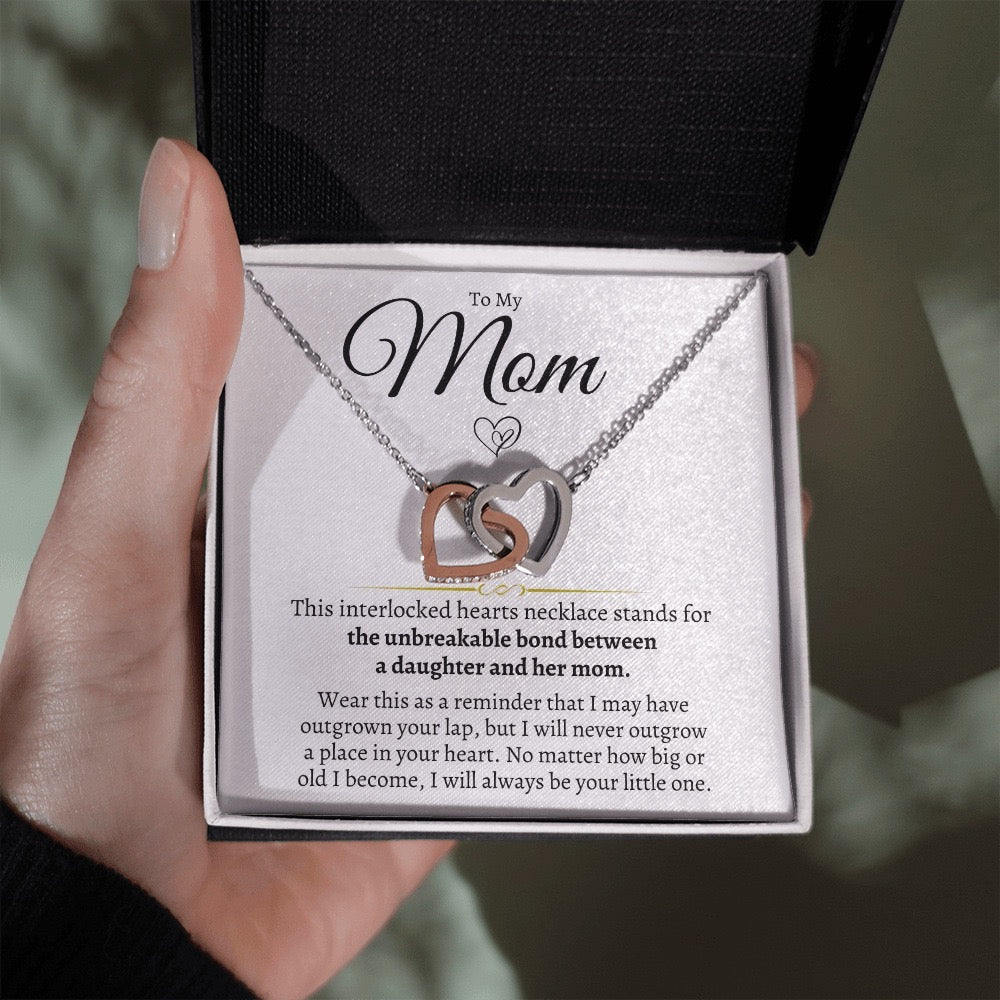To My Mom - Linked Hearts Necklace - Always Your Little One Message Card Gift
