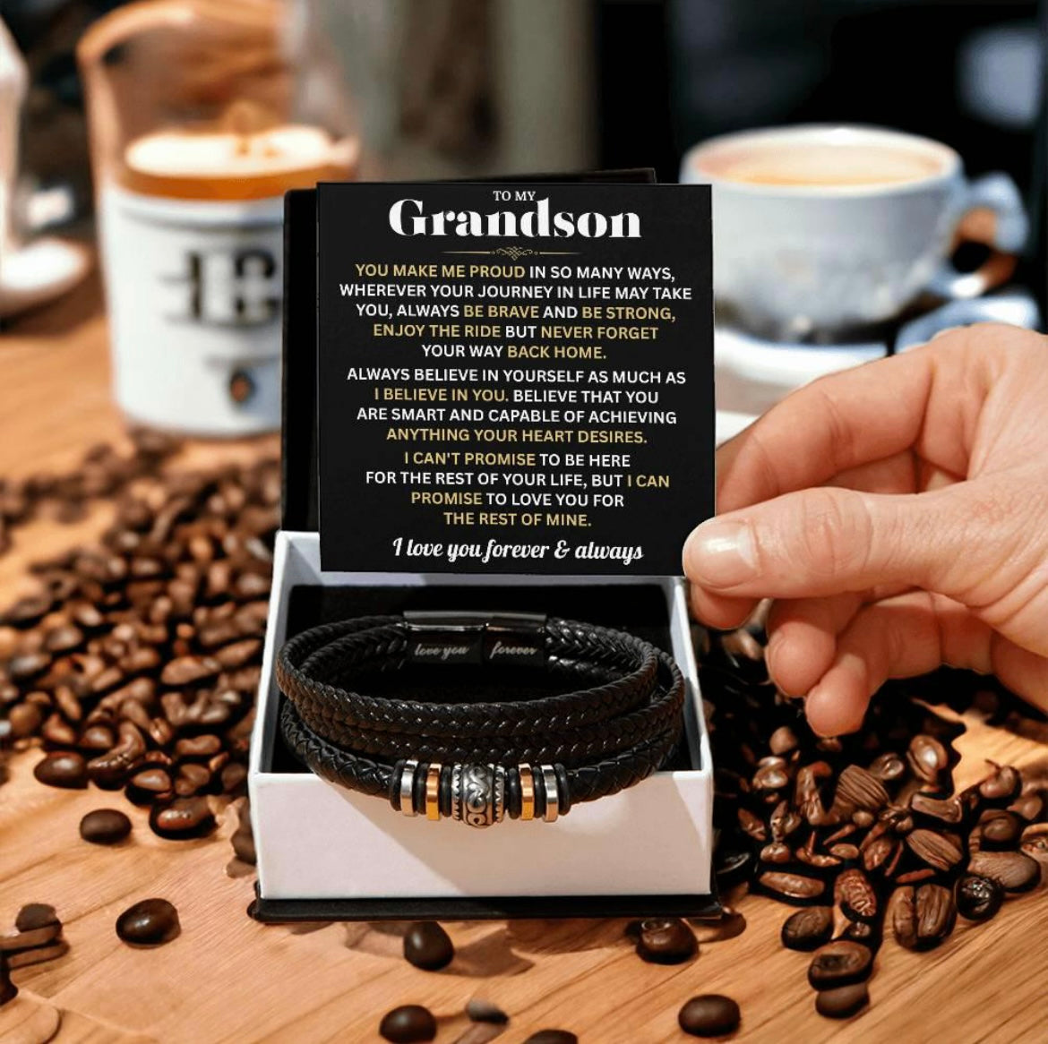 You Make Me Proud - Bracelet Gift for Grandson