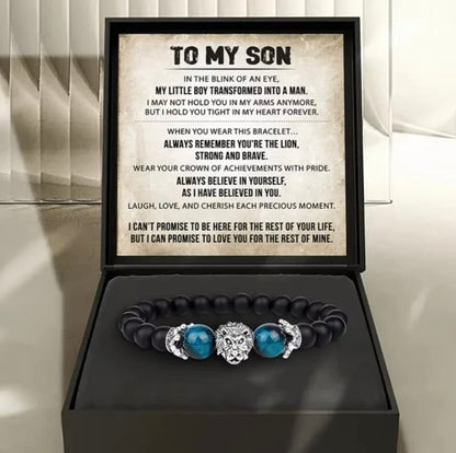 To My Son - Tiger Eye Bead Bracelet - Believe in Yourself Message Card Gift