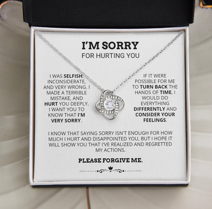 To My Love - Love Knot Necklace - I Am Sorry for Hurting You Message Card Gift