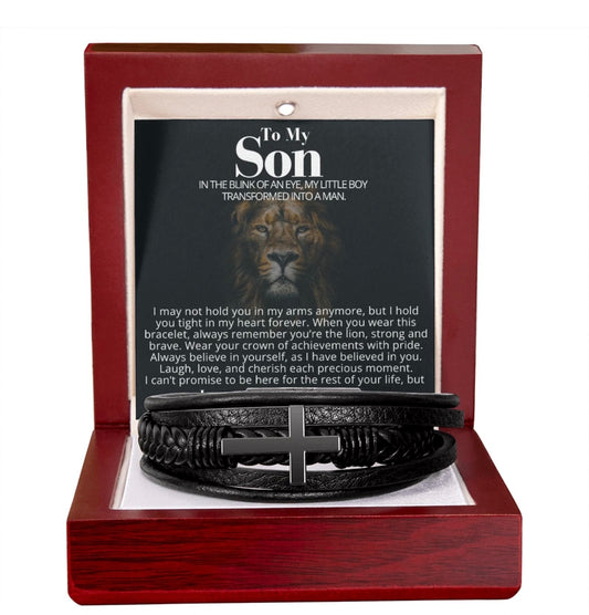 To My Son - Cross Bracelet - You Are the Lion Message Card Gift
