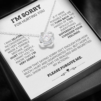To My Love - Love Knot Necklace - I Am Sorry for Hurting You Message Card Gift