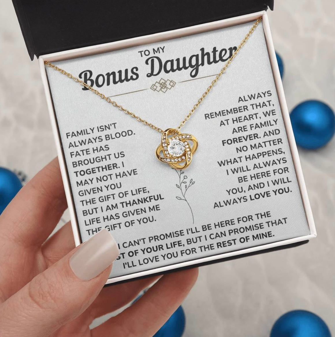 At Heart We Are Family Forever  - Necklace Gift for Bonus Daughter
